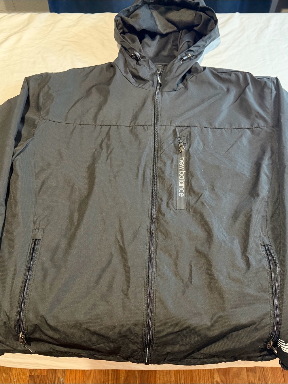 New Balance Men's Black Hooded Lightweight Windbreaker Jacket